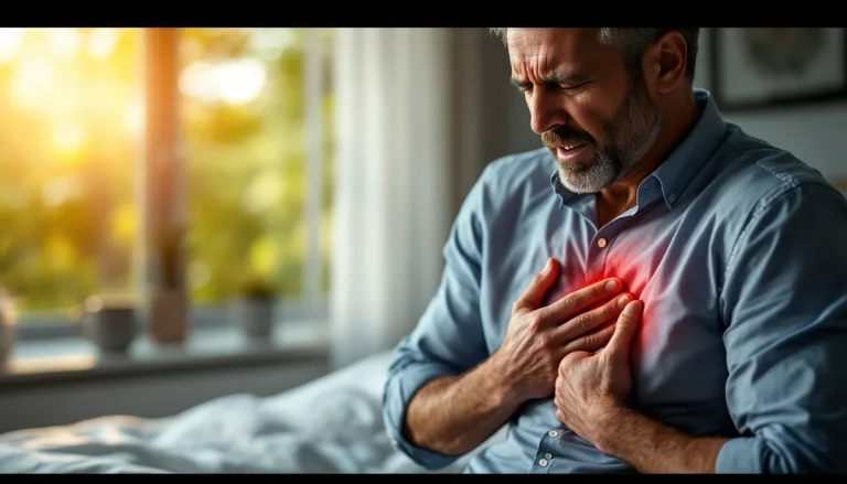 Homme ressentant une douleur thoracique.